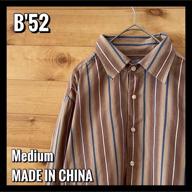 B'52】ストライプ 柄シャツ 長袖シャツ マルチカラー Mサイズ US