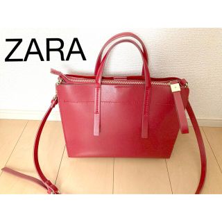 ザラ(ZARA)の【お取引商品】ZARA ショルダーバッグ トートバッグ 2way レッド 軽量(ショルダーバッグ)