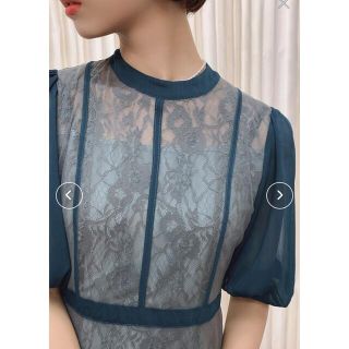 Leja(レジャ)ハイウエストチュールレース切り替えドレスの通販
