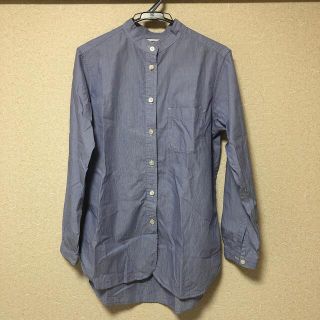 ユニクロ(UNIQLO)のユニクロ　イネス　スタンドカラーシャツ　ブルー　サイズL(シャツ/ブラウス(長袖/七分))