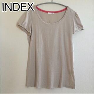 インデックス(INDEX)の日本製INDEX パフスリーブTシャツ　ベージュ　グレージュ(Tシャツ(半袖/袖なし))