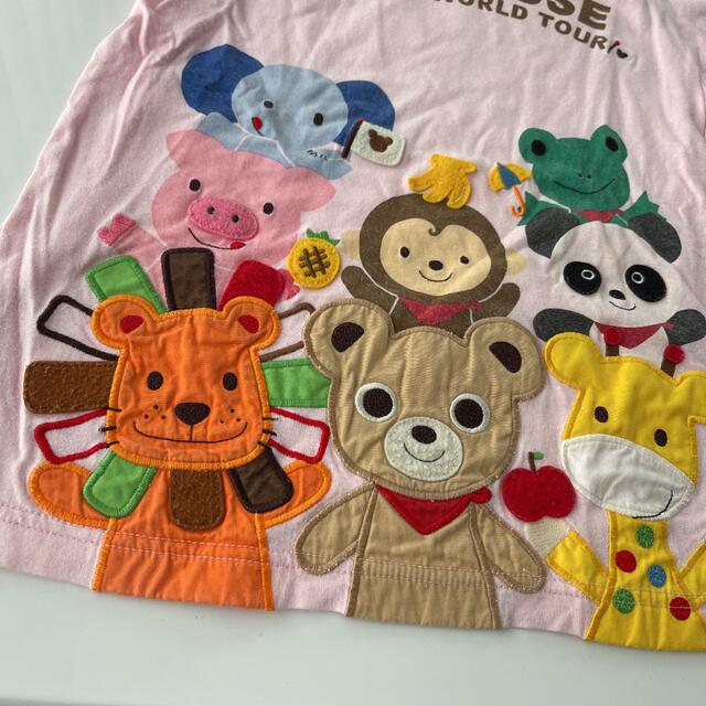 mikihouse(ミキハウス)のミキハウス　Tシャツ　ワールドツアー　豪華ワッペン　動物　ピンク　120cm キッズ/ベビー/マタニティのキッズ服女の子用(90cm~)(Tシャツ/カットソー)の商品写真