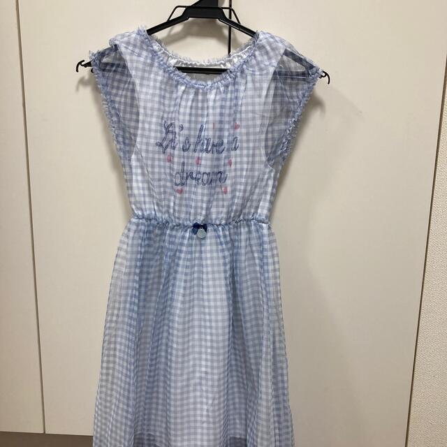 子供　水色ワンピース　 キッズ/ベビー/マタニティのキッズ服女の子用(90cm~)(ワンピース)の商品写真