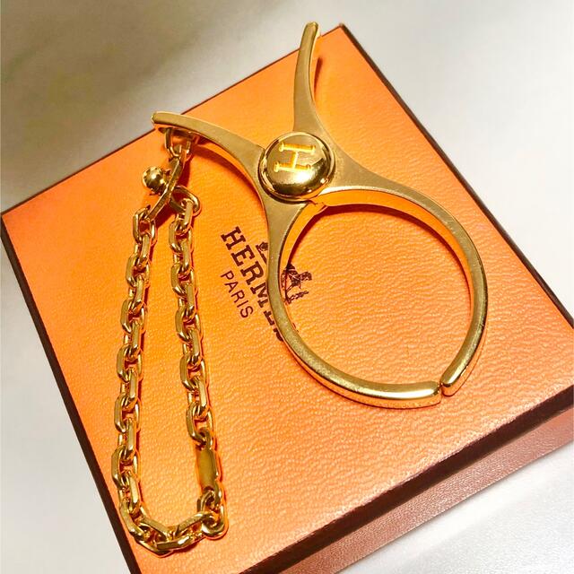 HERMES エルメス グローブホルダー チャーム Hロゴ ゴールド 小物
