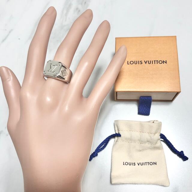 美品 LOUIS VUITTON ルイヴィトン シュヴァリエール フォージェントルメン(MP2085) リング M シルバー M 指輪 モノグラム メンズ AY4143W3