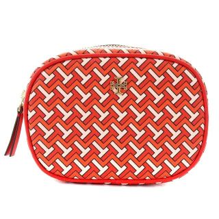 トリーバーチ(Tory Burch)のトリーバーチ Tile T Cosmetic Pouch ポーチ オレンジ 赤(ポーチ)