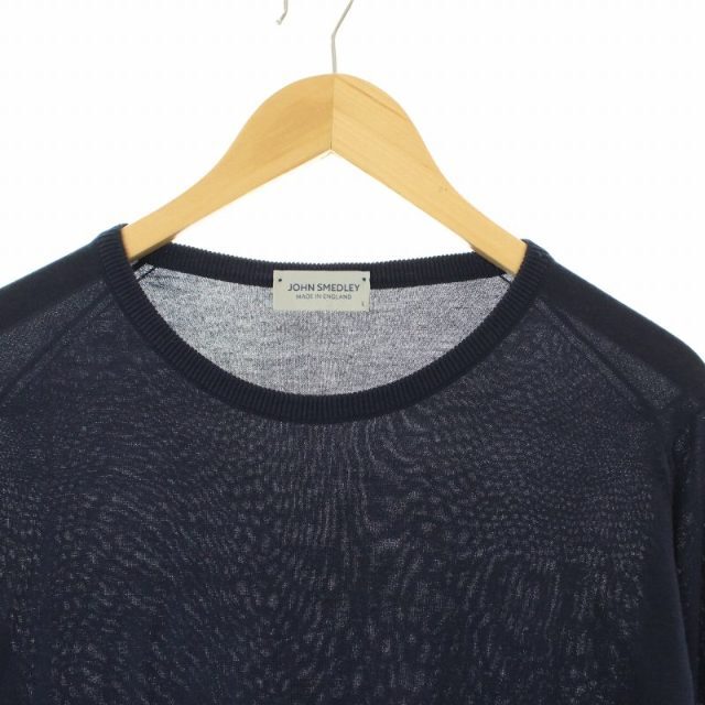 JOHN SMEDLEY(ジョンスメドレー)のジョンスメドレー クルーネック ニット カットソー 長袖 L 紺 ネイビー メンズのトップス(ニット/セーター)の商品写真