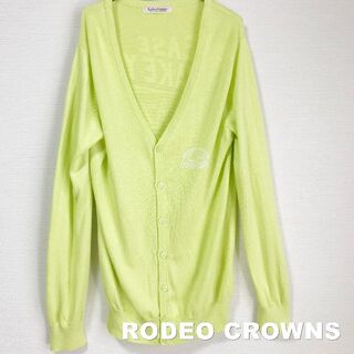 ロデオクラウンズ(RODEO CROWNS)の【RODEO CROWNS】フルオレセントグリーン ロゴ カーディガン(カーディガン)