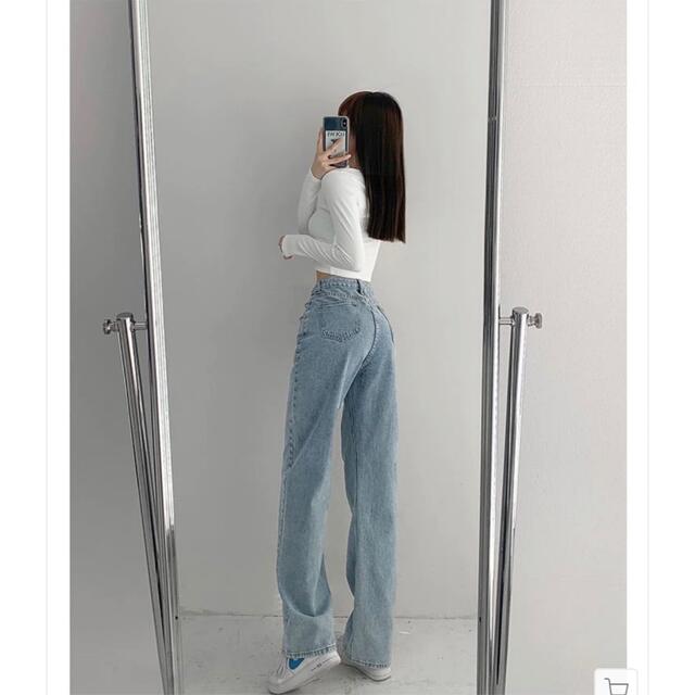 EMODA(エモダ)のハイウエストジーンズ ワイドデニム 韓国 レディースのパンツ(デニム/ジーンズ)の商品写真