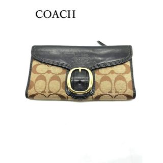 コーチ(COACH)のCOACH シグネチャー　3つ折り長財布　ゴールドバックル(財布)