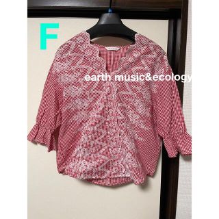 アースミュージックアンドエコロジー(earth music & ecology)のearth music&ecology ギンガムチェック 刺繍 七分袖ブラウス(シャツ/ブラウス(長袖/七分))