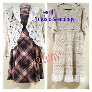 アースミュージックアンドエコロジー(earth music & ecology)のearth☆２WAYワンピース カーディガン ボレロ(ひざ丈ワンピース)