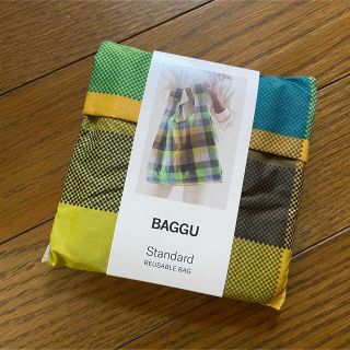 BAGGU スタンダード　エコバック　マドラス　チェック　グリーン　イエロー　青(エコバッグ)