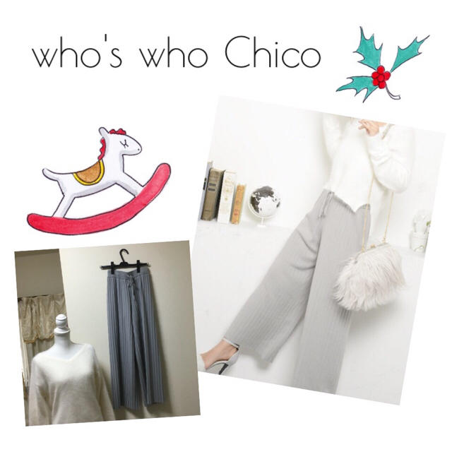 who's who Chico(フーズフーチコ)のフーズフーチコ♡ニットワイドパンツ レディースのパンツ(カジュアルパンツ)の商品写真