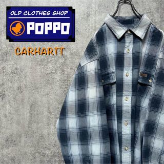 カーハート(carhartt)の【r様専用】カーハート☆レザーロゴ入フラップ付ダブルポケットワークチェックシャツ(シャツ)