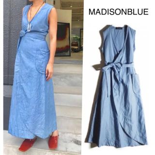 マディソンブルー(MADISONBLUE)の新品未使用✨MADISONBLUE   コットンリネンラップワンピース(ロングワンピース/マキシワンピース)