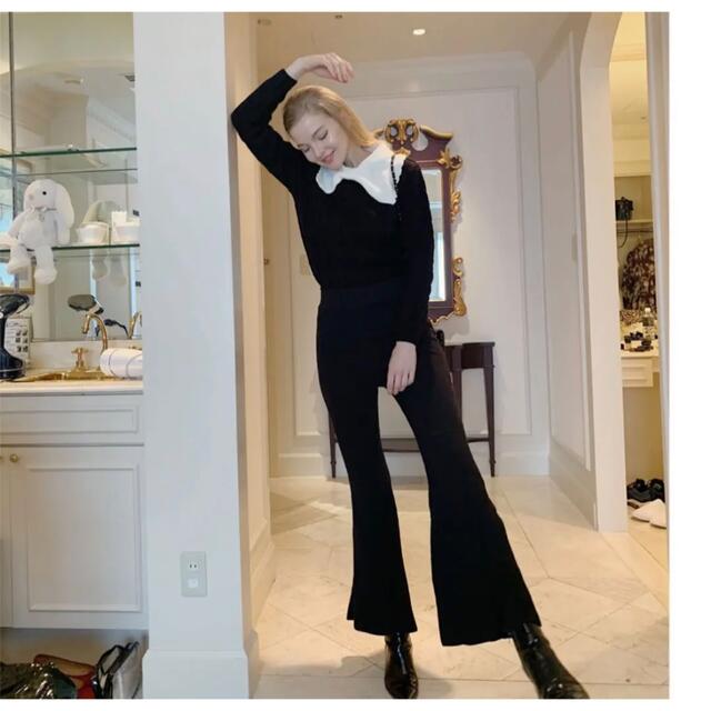 épine(エピヌ)のepine rib knit bell pants black レディースのパンツ(カジュアルパンツ)の商品写真