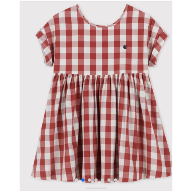 PETIT BATEAU(プチバトー)のプチバトー　ヴィシーチェックの半袖ワンピース 6A キッズ/ベビー/マタニティのキッズ服女の子用(90cm~)(ワンピース)の商品写真