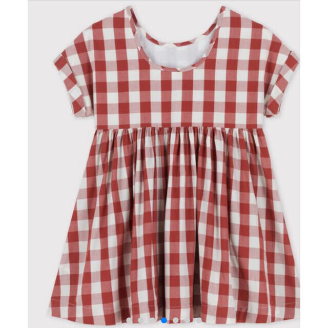 PETIT BATEAU(プチバトー)のプチバトー　ヴィシーチェックの半袖ワンピース 6A キッズ/ベビー/マタニティのキッズ服女の子用(90cm~)(ワンピース)の商品写真