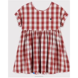 プチバトー(PETIT BATEAU)のプチバトー　ヴィシーチェックの半袖ワンピース 6A(ワンピース)