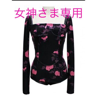 FETICO  Floral print velour bodysuits(カットソー(長袖/七分))