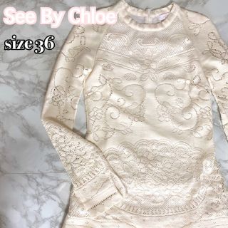 シーバイクロエ(SEE BY CHLOE)のSee by Chloeシーバイクロエ クロシェレース ニット ワンピース(ひざ丈ワンピース)