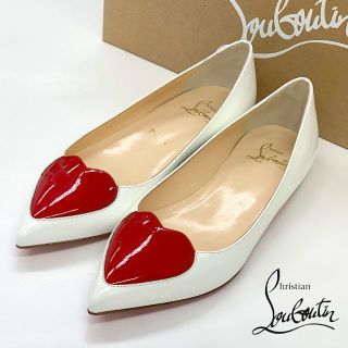 クリスチャンルブタン(Christian Louboutin)の1127 未使用 クリスチャンルブタン パテント ハート フラットシューズ 白赤(ハイヒール/パンプス)