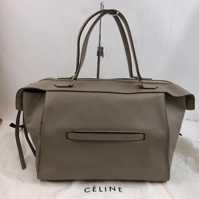 CELINE スモールリングバッグ レザー ハンドバッグ グレー レディース