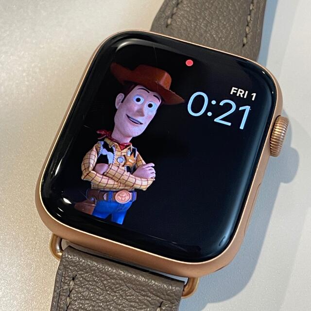 Apple Watch SE 44mmピンクゴールドBT100% レザーバンド 【おまけ付