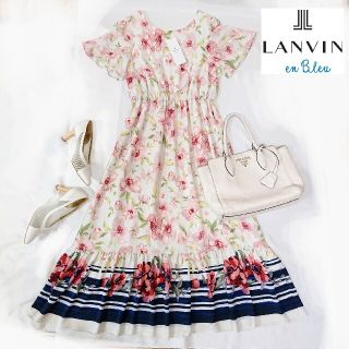 ランバンオンブルー(LANVIN en Bleu)のLANVIN en BLUE 花柄 ロング ワンピース(ロングワンピース/マキシワンピース)