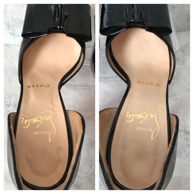 Christian Louboutin(クリスチャンルブタン)の177  Christian louboutin リボン オープントゥ エナメル レディースの靴/シューズ(ハイヒール/パンプス)の商品写真