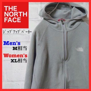 ザノースフェイス(THE NORTH FACE)のノースフェイス　フリースパーカー　USA規格L グレー　刺ロゴ(パーカー)