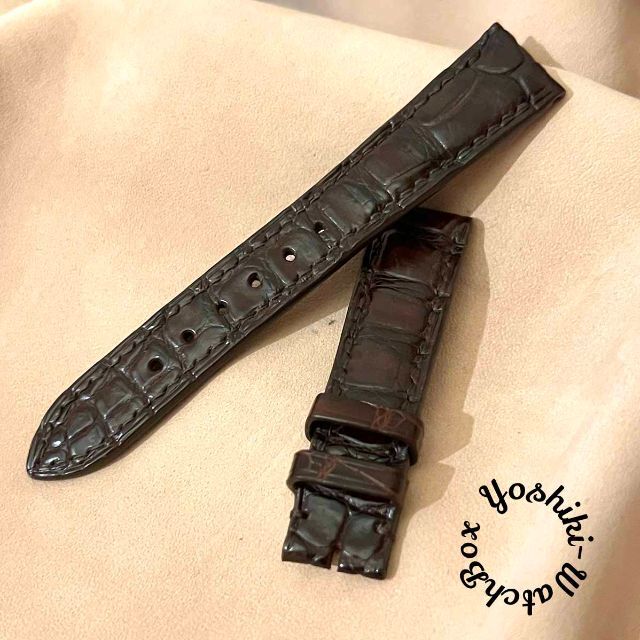 cro-861 クロコダイル 腕時計ベルト ダークブラウン (ラグ幅19 mm)のサムネイル