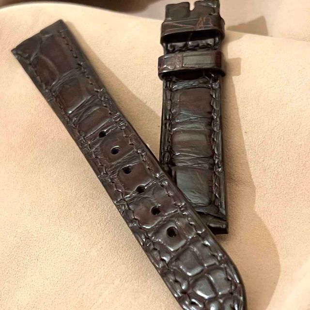 cro-1547クロコダイル 腕時計ベルト ブラウン ラグ幅22 mm メンズ