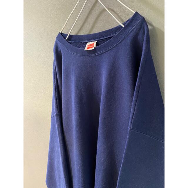 Hanes - 古着 ビンテージ 90s USA 無地 ネイビー 紺 スウェット
