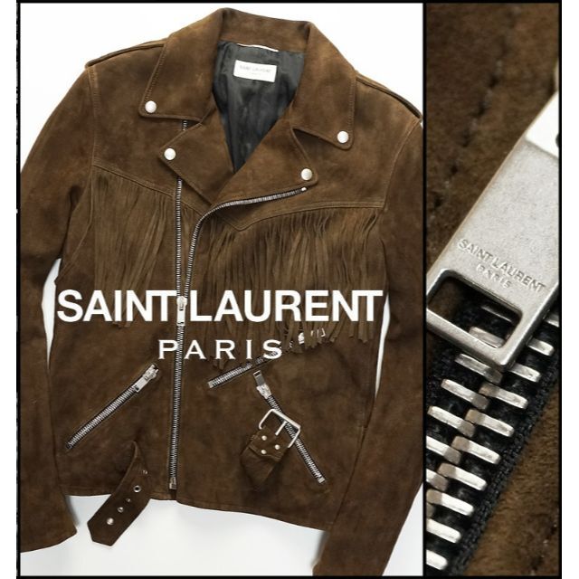 Saint Laurent(サンローラン)の傑作/正規サンローランパリ17SSフリンジゴートレザーライダースジャケット50 メンズのジャケット/アウター(レザージャケット)の商品写真