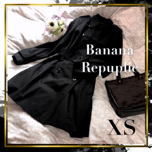 Banana Republic(バナナリパブリック)の【クリーニング中】美品　BananaRepublic  トレンチコート　黒　xs レディースのジャケット/アウター(トレンチコート)の商品写真