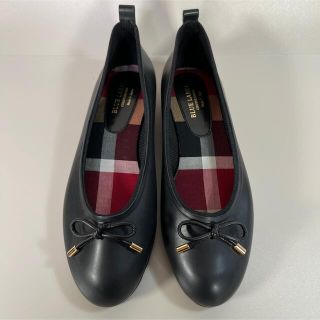 ブルーレーベルクレストブリッジ(BLUE LABEL CRESTBRIDGE)の【美品】ブルーレーベルクレストブリッジ　パンプス　ラバー　チェック　リボン　黒(ハイヒール/パンプス)