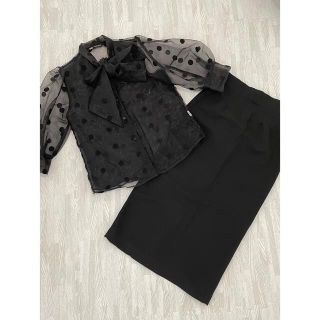 ザラ(ZARA)のzara シャツ&スカートセット　シアーシャツ　タイトスカート(シャツ/ブラウス(長袖/七分))