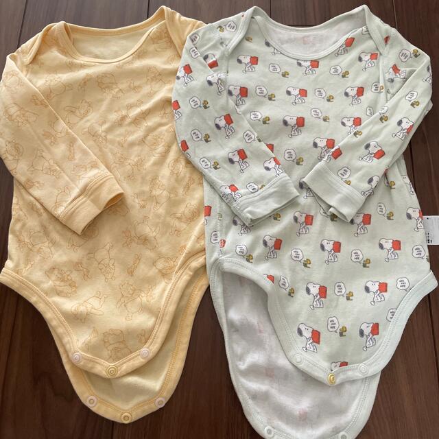 UNIQLO(ユニクロ)のUNIQLO 長袖ロンパース2枚 キッズ/ベビー/マタニティのキッズ服女の子用(90cm~)(下着)の商品写真