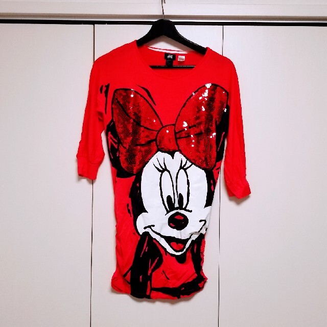 H&M(エイチアンドエム)の新品◆H&M◆DISNEY ミニー スパンコールリボンドルマンチュニック ワンピ キッズ/ベビー/マタニティのキッズ服女の子用(90cm~)(ワンピース)の商品写真