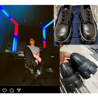 登坂着用 PRADA プラダ モノリス レースアップシューズ-