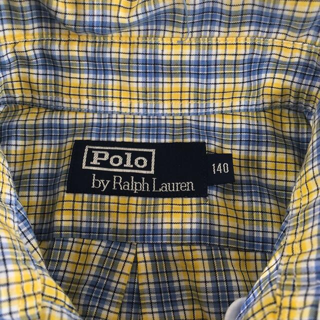 POLO RALPH LAUREN(ポロラルフローレン)の【キッズ】ポロラルフローレン　半袖シャツ　140  ブルー×イエロー　チェック柄 キッズ/ベビー/マタニティのキッズ服男の子用(90cm~)(ブラウス)の商品写真