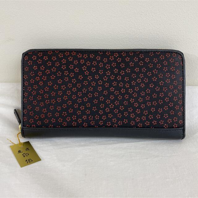 印伝　ラウンドファスナー　長財布　赤桜 レディースのファッション小物(財布)の商品写真