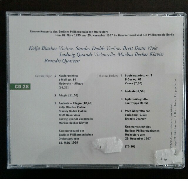 エルガーピアノ 五重奏 ブラームス 弦楽四重奏 Brandis Quartett エンタメ/ホビーのCD(クラシック)の商品写真