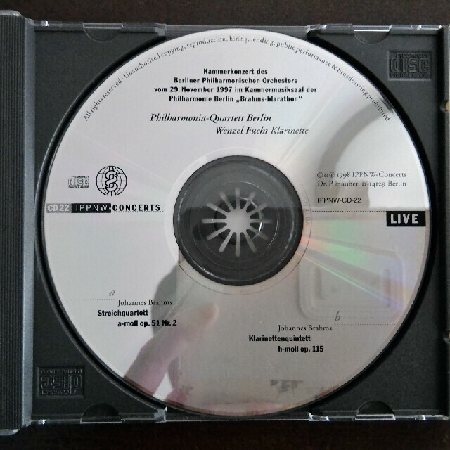 ブラームス 弦楽四重奏 クラリネット五重奏 ベルリンフィル団員　ライヴ録音 エンタメ/ホビーのCD(クラシック)の商品写真