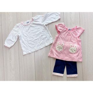 ミキハウス(mikihouse)の70-80cm MIKIHOUSE  ミキハウス 3点セット 半袖 長袖 ズボン(Ｔシャツ)