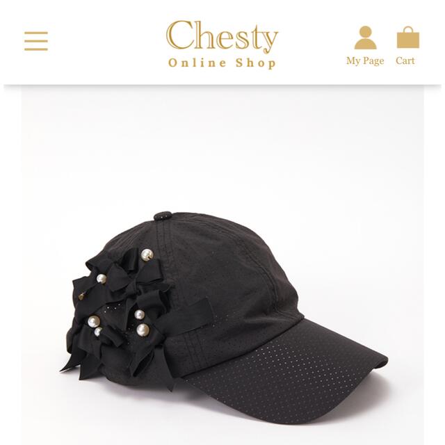 Chesty(チェスティ)のChesty パールリボンキャップ BK 完売品 レディースの帽子(キャップ)の商品写真