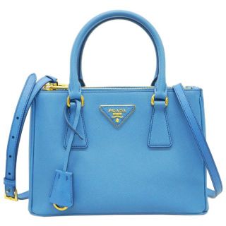 プラダ(PRADA)の極美品★プラダ ガレリア サフィアーノ ショルダーバッグ ブルー T-J4910(ショルダーバッグ)