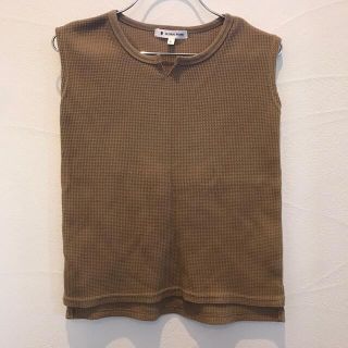 グローバルワーク(GLOBAL WORK)のGLOBAL WORK ノースリーブ ワッフル生地 コットン ブラウン キッズ(Tシャツ/カットソー)